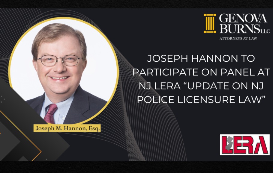 Joseph Hannon headshot on black background featuring Genova Burns LLC and NJ LERA logos