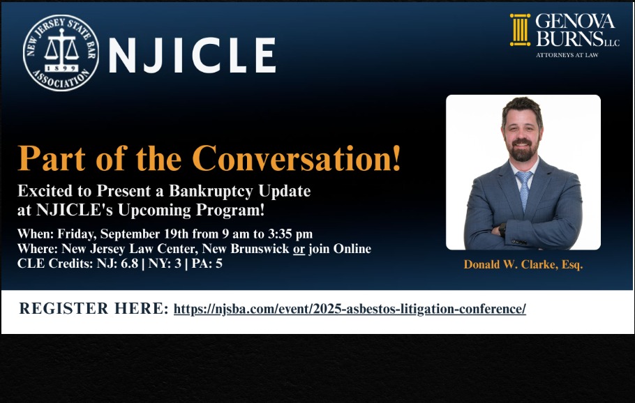 NJSBA Event Flyer Featuring Donald W. Clarke, Esq. Headshot