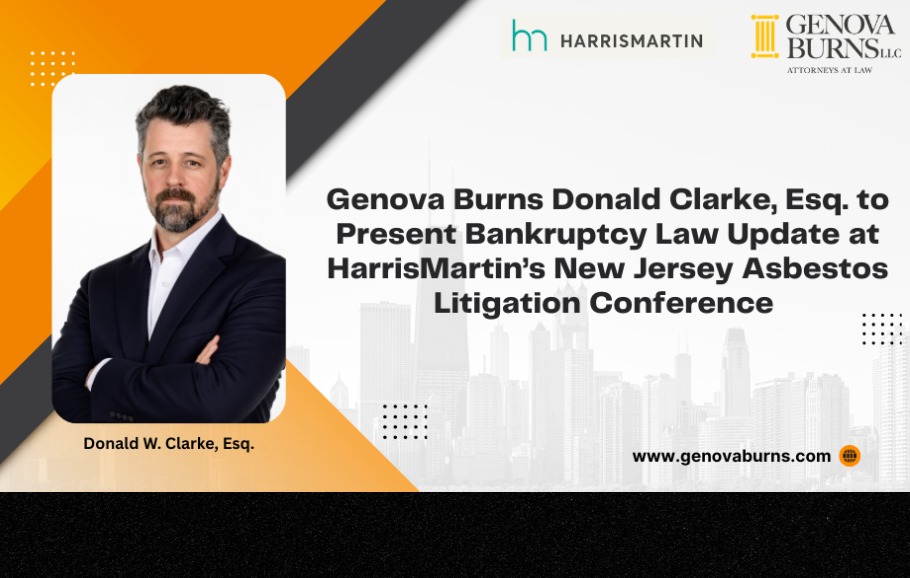 New Jersey Asbestos Litigation Conference event flyer featuring Donald Clarke headshot