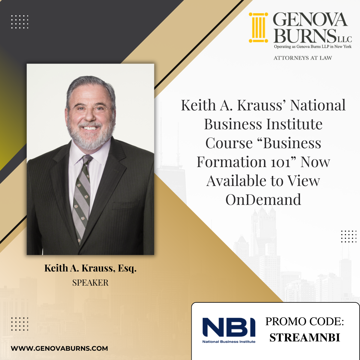 Keith Krauss Pictured on NBI Course Flyer