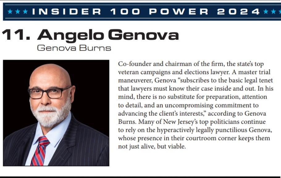 Angelo J. Genova, Esq.'s 2024 InsiderNJ Power 100 Listing