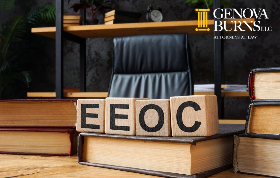Wooden cubes with abbreviation of EEOC sitting on top of a book