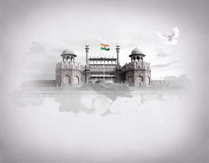 Fort Delhi with Indian Flag